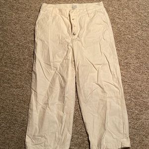 Wide leg white cotton pants